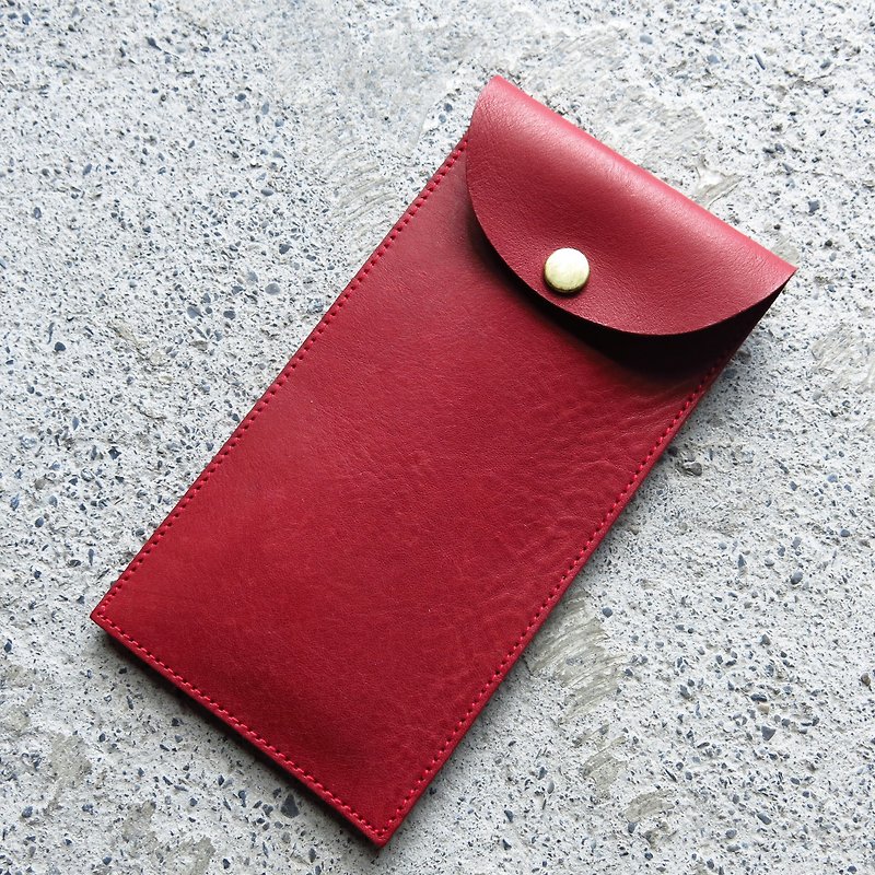 Vegetable tanned leather red bag leather case, mobile phone case, storage bag [LBT Pro] - ถุงอั่งเปา/ตุ้ยเลี้ยง - หนังแท้ สีแดง