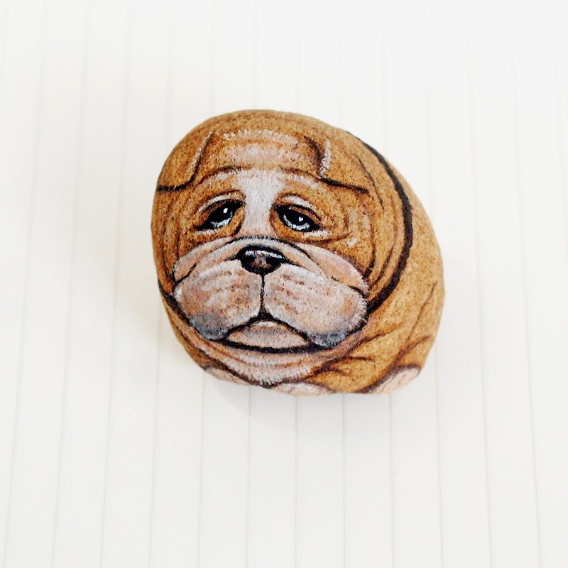 Pug dog stone painting. - Other - Stone Multicolor