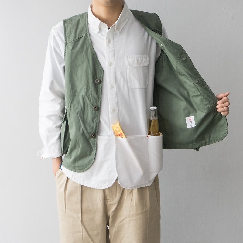 Japanese matching patch pocket white shirt multi-pocket long-sleeved oxford tooling white shirt men's light travel - เสื้อเชิ้ตผู้ชาย - ผ้าฝ้าย/ผ้าลินิน ขาว