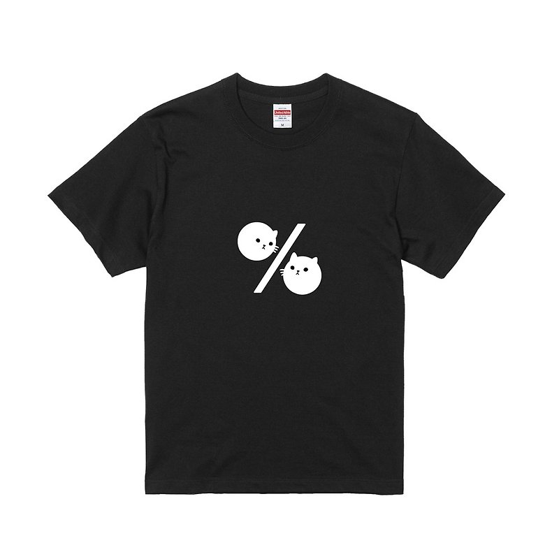 Cat in marks T-shirt – Percent Sign - เสื้อฮู้ด - ผ้าฝ้าย/ผ้าลินิน สีดำ