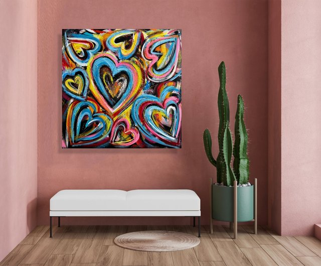 ロマンチックな絵画 ハートの絵画 虹色のアート 魔法の絵画 - ショップ