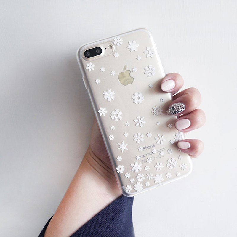 Snow white snow transparent phone case - เคส/ซองมือถือ - ซิลิคอน ขาว