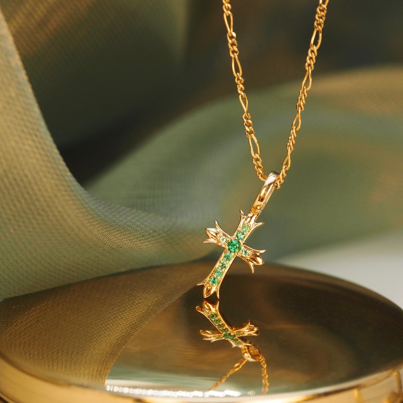 18K金綠寶十字架吊咀 18K Gold Emerald Cross Pendant (removabl - 其他 - 貴金屬 