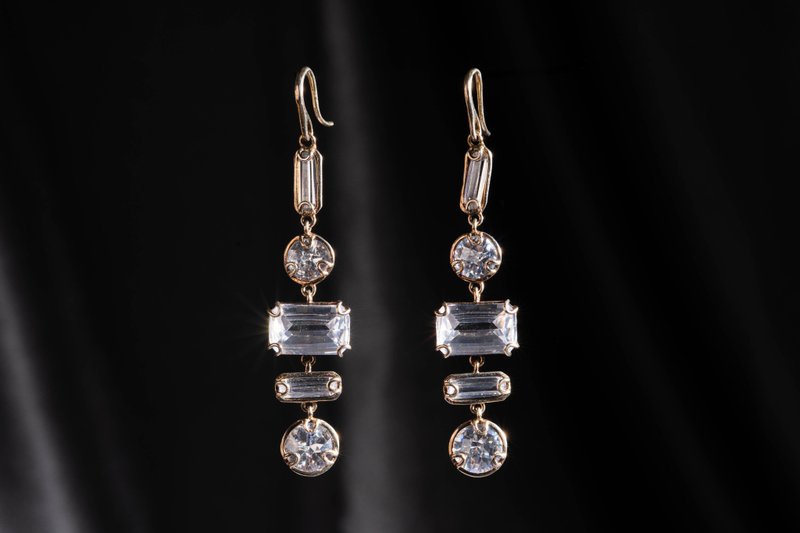 【CRUXART】Western jewelry-Luxury pieces-Guanghua whispers-1970s United States-Crystal earrings - Earrings & Clip-ons - Crystal Silver