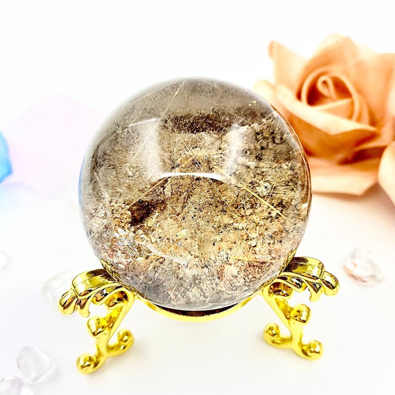 金髮花幽靈球連底座 | 水晶 | 水晶球 | 水晶擺件 - 擺飾/家飾品 - 水晶 多色