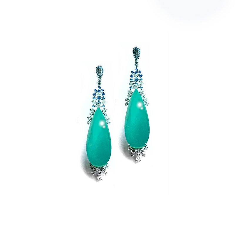 Gothic Earrings Taiwan Sapphire 34.67ct 18K - Earrings & Clip-ons - Gemstone Blue