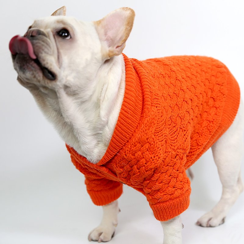 Pet Dog Lapel Cardigan Cardigan Flame Orange - Clothing & Accessories - Polyester 