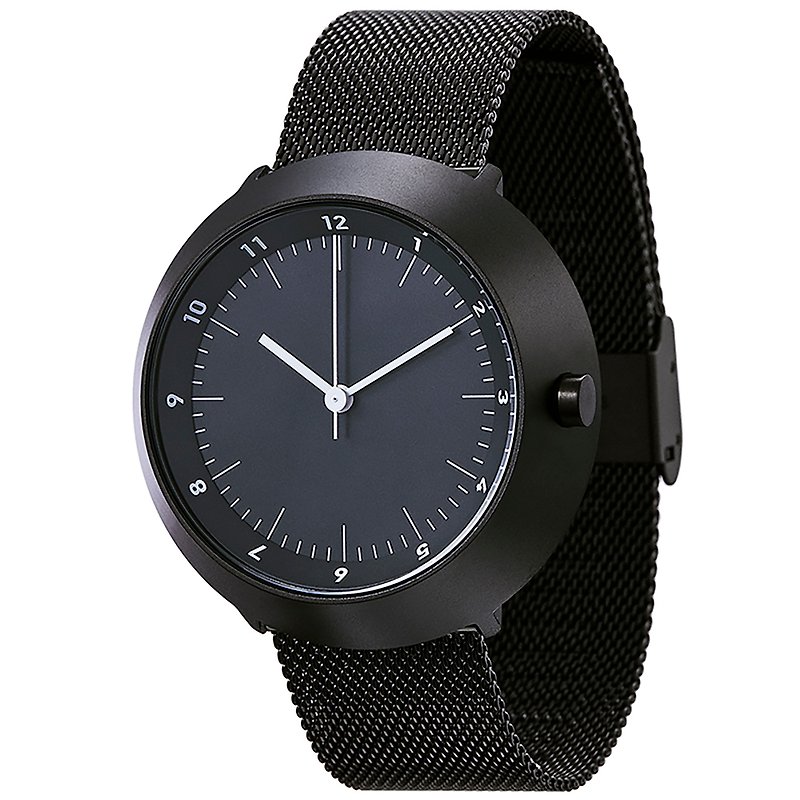 Fuji Normal 富士山錶 43  - 黑框/白指針/銀色米蘭錶帶 - 男錶/中性錶 - 不鏽鋼 黑色