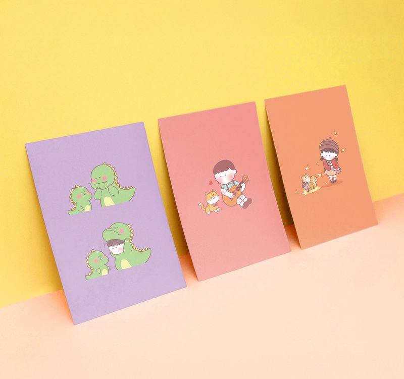 Kyraillust 插畫明信片組 Postcard - 粉紫系列 (3張入) - 卡片/明信片 - 紙 粉紅色