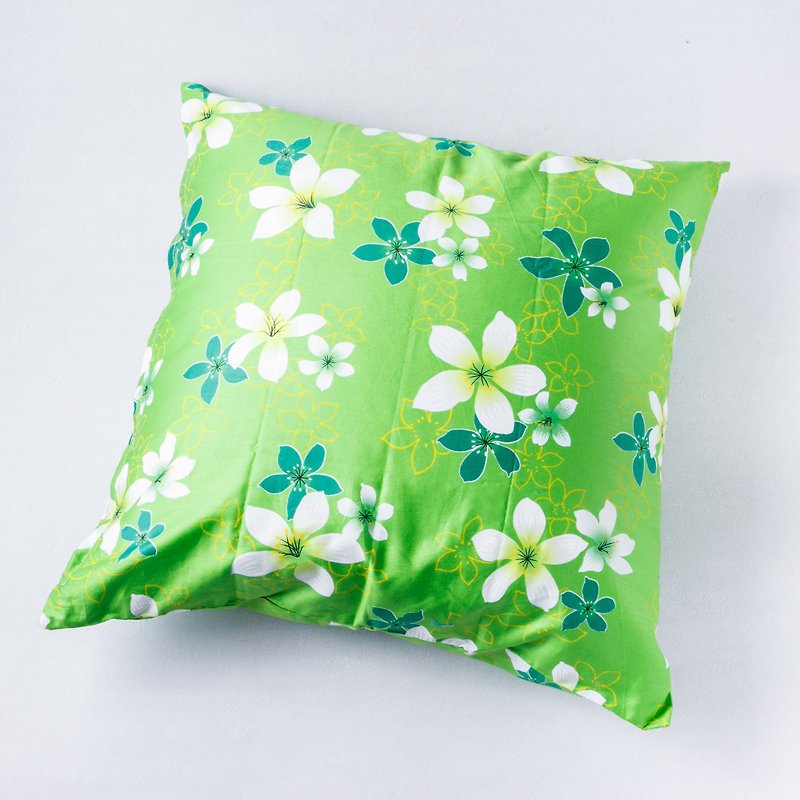 Hakka Tung Flower Pillow/枕 (桐の花グリーン) - 枕・クッション - コットン・麻 