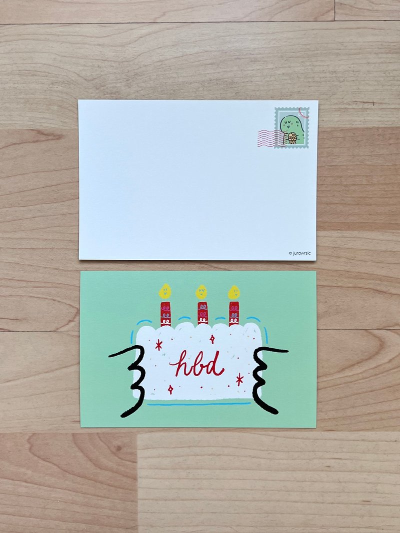 birthday cake card - 卡片/明信片 - 紙 綠色