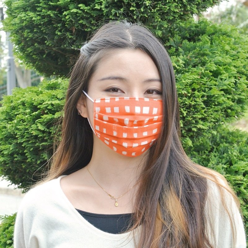 25%OFF | handmade mask Handwritten Gingham Red | Japanese comfortable gauze - หน้ากาก - ผ้าฝ้าย/ผ้าลินิน สีแดง