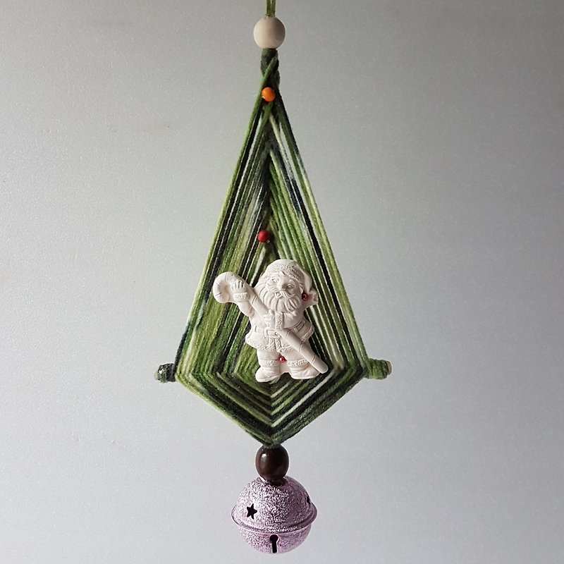 Santa holding stick Diffuser Aroma Stone  w/Mandala weaving, wall hanging - Fragrances - Other Materials Green