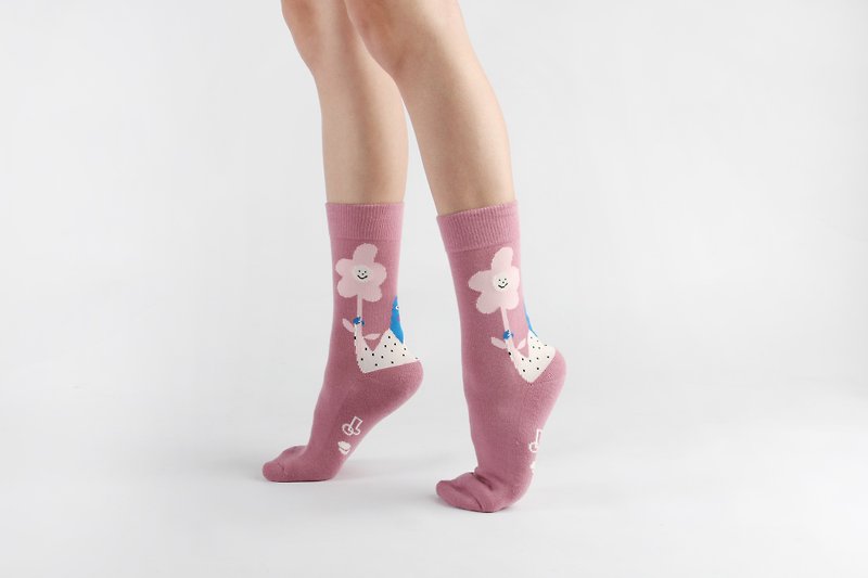 BallSocks 聯名球襪－小花與泰瑞 - 襪子 - 棉．麻 粉紅色