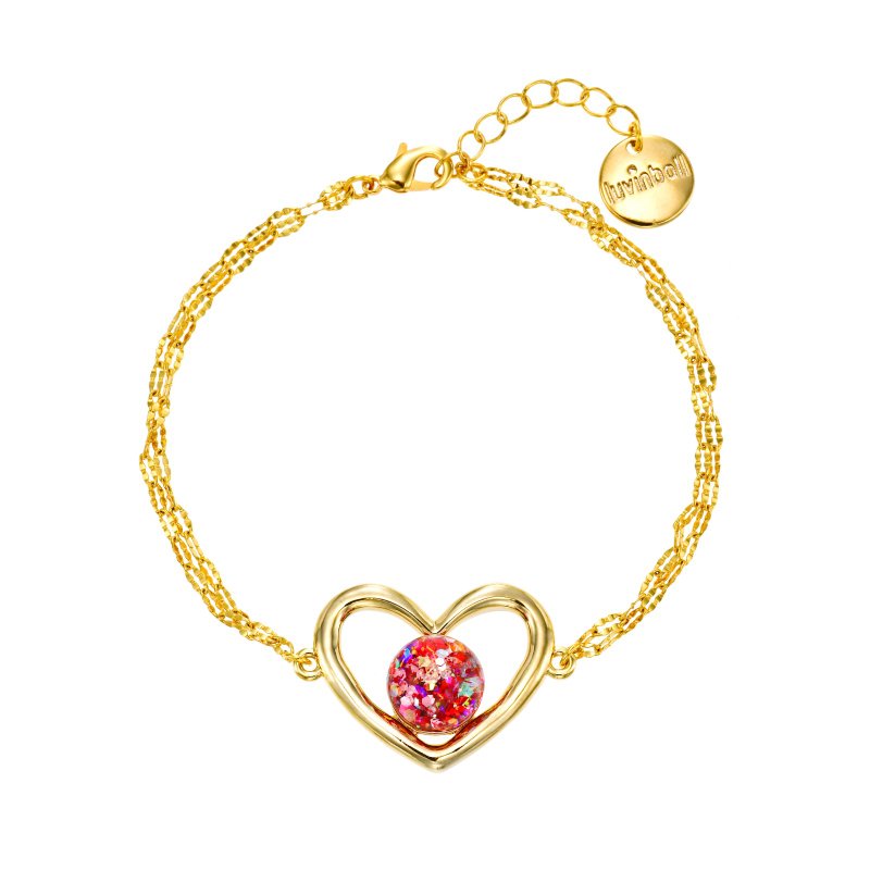 Line Heart Snowball Bracelet - 手鍊/手環 - 玻璃 