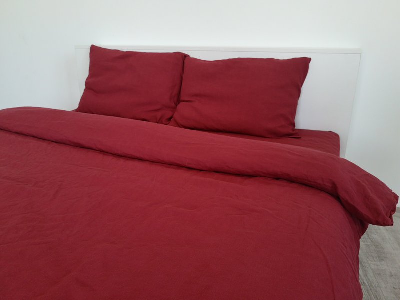 Maroon linen pillowcase / Red pillow cover / Euro, American, Taiwan size - Bedding - Linen Red