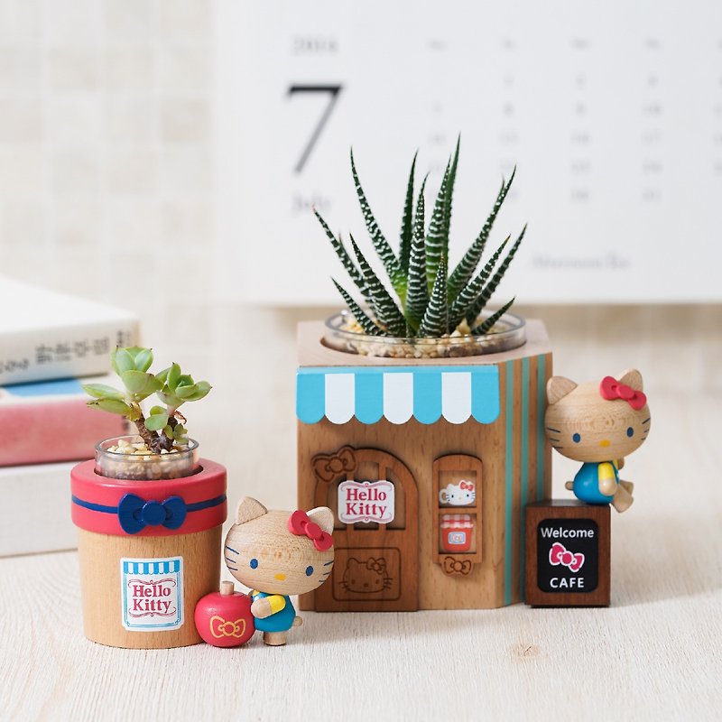 [Hello Kitty potted plants come with random plants] Hello Kitty succulent potted pot | Sanrio Tokiko - Plants - Wood Pink