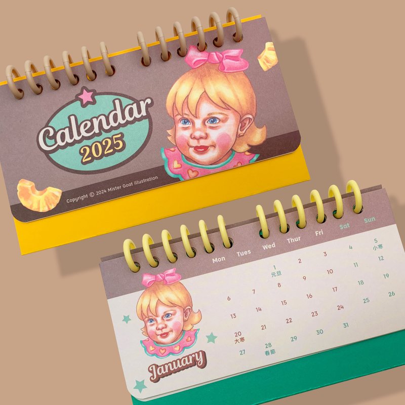 Retro Sister-2025 Small Desk Calendar - Calendars - Paper Orange