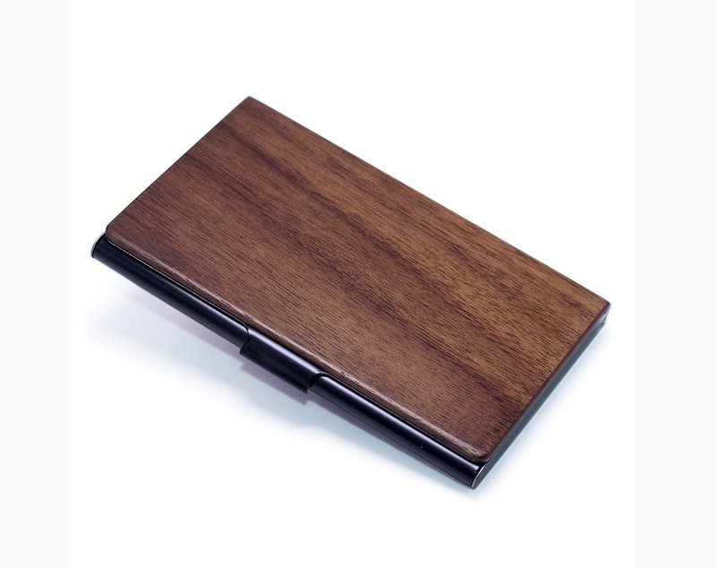 Free customized solid wood business card holder wooden stainless steel business card box customized gift - Card Stands - Wood 