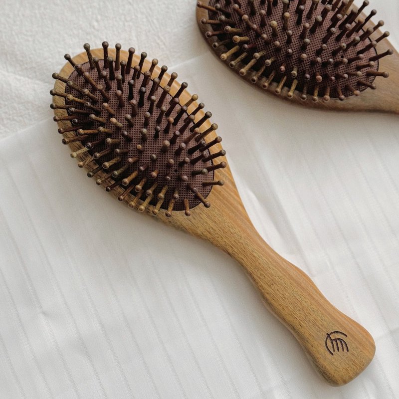 [Fast Shipping] Green Sandalwood Air Cushion Massage Comb | Green Sandalwood Comb Scalp Massage Meridian Massage - Makeup Brushes - Wood 