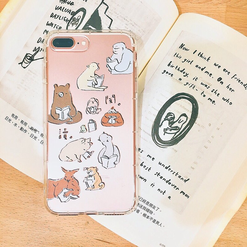 Transparent reading / all models support anti-drop phone case - Phone Cases - Plastic Pink