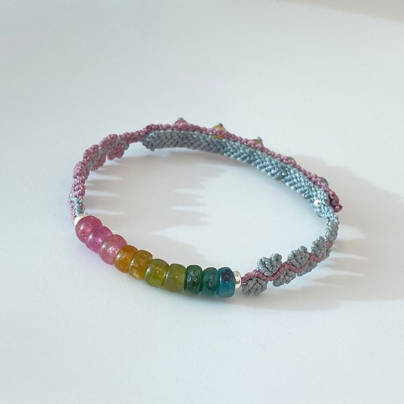 | Loop | Rainbow Tourmaline Hand Braided Wax Thread Bracelet - Bracelets - Gemstone Multicolor