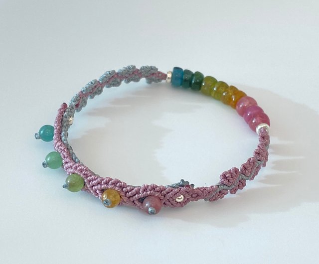 Loop  Rainbow Tourmaline Hand Braided Wax Thread Bracelet - Shop