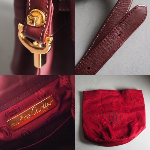 Cartier old マストライン 巾着バッグ ショルダーバッグ レザー CARTIER カルティエ マストライン 巾着 ショルダーバッグ