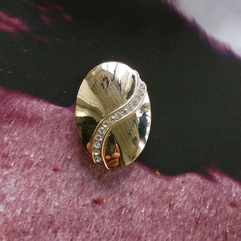 【西洋古董飾品】金色調 簡單 S曲線 橢圓 圍巾夾 絲巾扣 絲巾夾 - 其他 - 其他金屬 金色