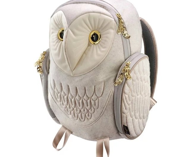 Morn Creations Genuine Barn Owl Backpack M Light Grey (BO-122