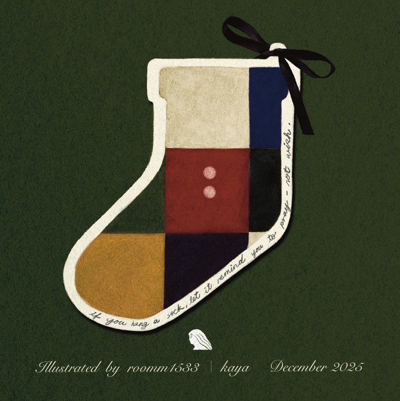 クリスマスソックスカード - はがき・メッセージカード - 紙 ブルー