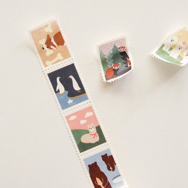 Dailylike 郵票造型紙膠帶(單捲)-05動物2,E2D07440 - 紙膠帶 - 紙 多色