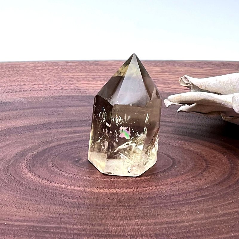 喧囂。小柱 療癒 招財 有天然礦坑 l 黃水晶小柱 有彩 l - 擺飾/家飾品 - 水晶 黃色