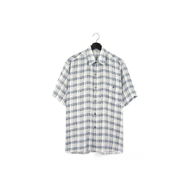 Back to Green:: Flower shirt light gray plaid thin / / vintage shirt - Men's Shirts - Silk 