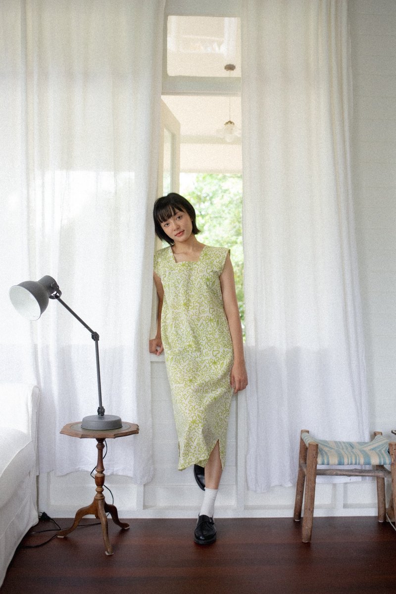 Mulmul chamomile pinafore dress - 洋裝/連身裙 - 棉．麻 綠色