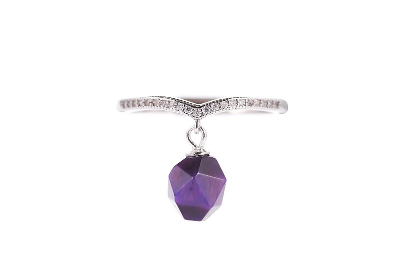 Mother's day giftMysterious Purple Collection - S925 Silver With Tigerite Ring - แหวนทั่วไป - คริสตัล สีม่วง