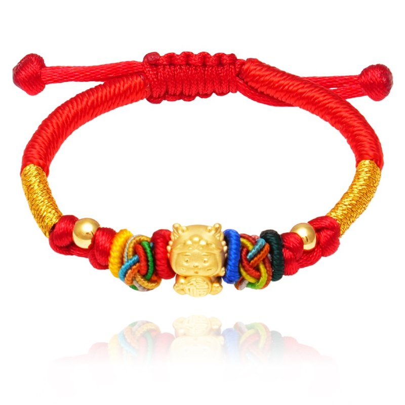 [Children's Painted Gold Ornaments] Long Guaiguai Children's Red Bracelet weighs about 0.16 yuan (month-old gold ornaments as a full-month gift) - ของขวัญวันครบรอบ - ทอง 24 เค 