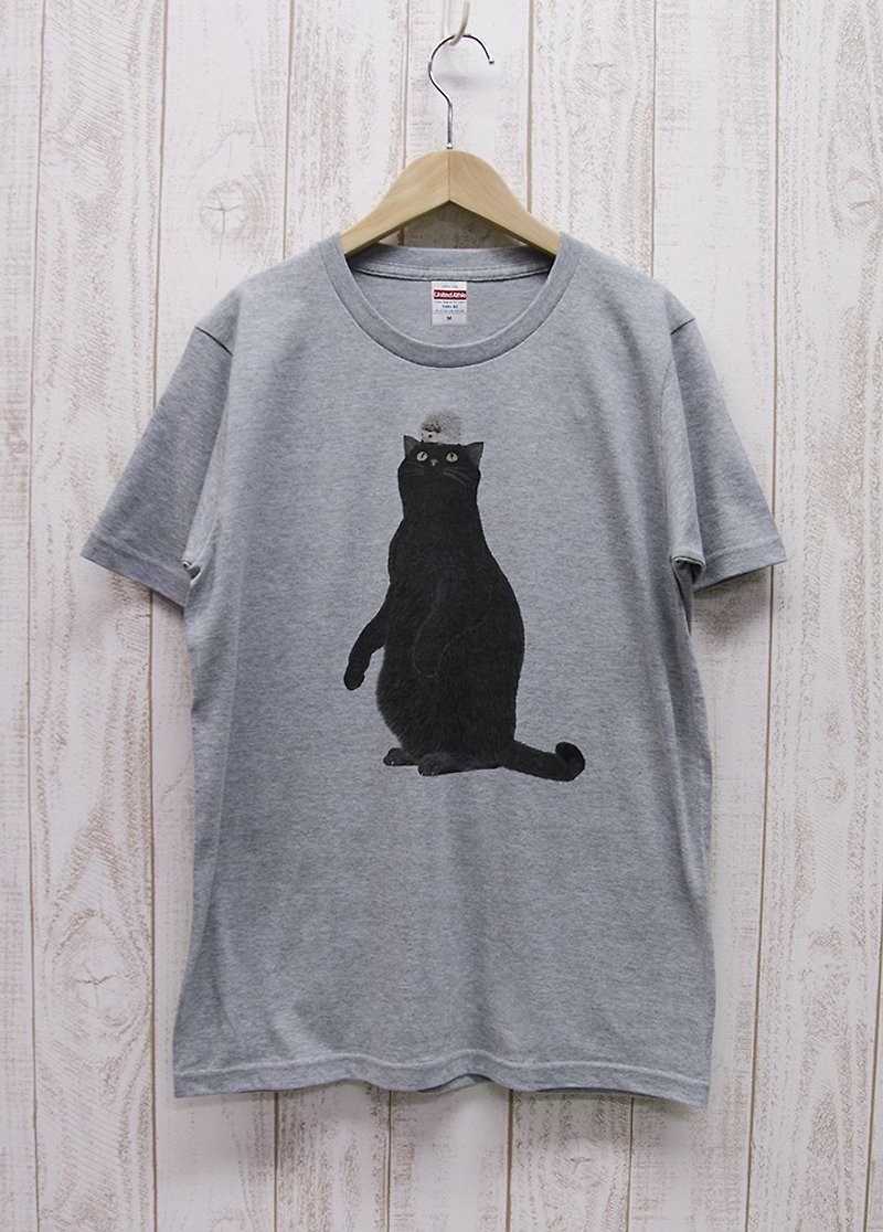 Black Cat Tee Hedgehog Heather Gray / R019-T-GR - Women's T-Shirts - Cotton & Hemp Gray