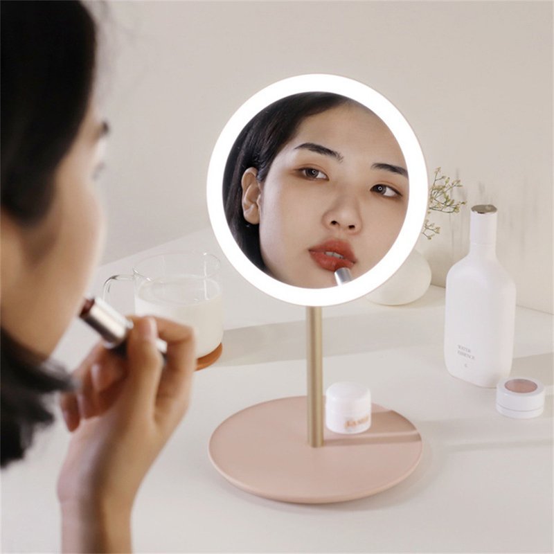 摺疊旅行美妝鏡 美顏燈 桌面鏡 - 彩妝刷具/鏡子/梳子 - 玻璃 粉紅色