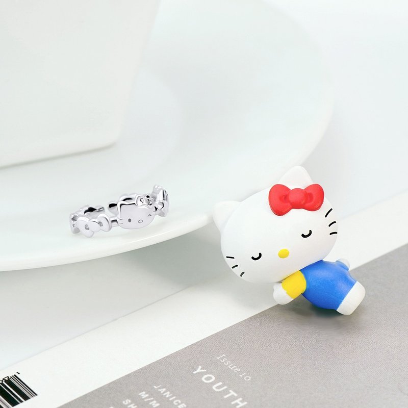 Love&Peace系列-Hello Kitty凱蒂貓純銀戒指 - 戒指 - 純銀 銀色