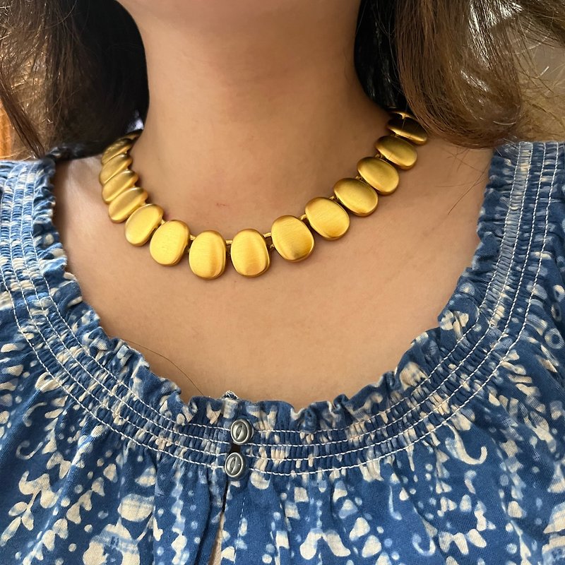 •DANIEL• Old European and American Anne Klein golden sand bean necklace - Necklaces - Other Metals Gold
