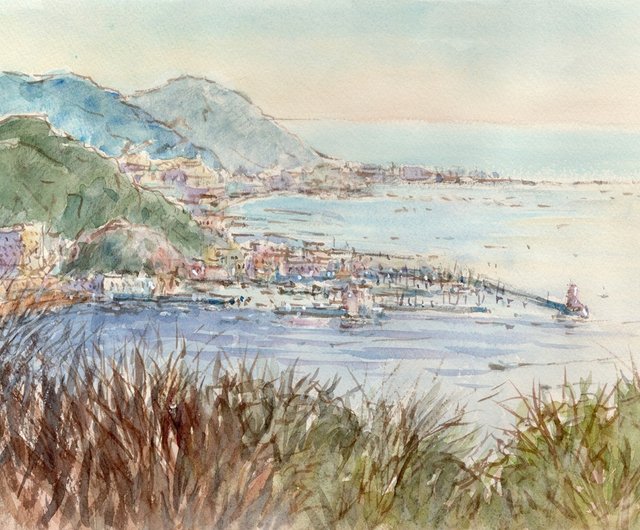 絵画 水彩画　初秋の風景 (原画) 水彩画原画 紅葉の小径 ＃479 | iichi 日々の暮らしを心地よく