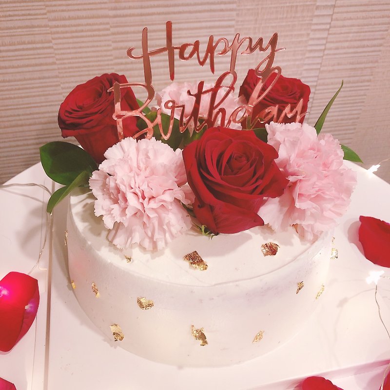 Customized Flower Cake/ Money Cake/ Gold Leaf Cake Only Self Pickup Low Sugar Reduction - Cake & Desserts - Fresh Ingredients Pink