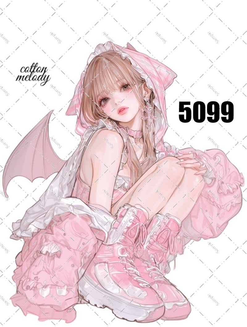 original sticker no.5099 人物ステッカー オリジナルステッカー オリジナル人物ステッカー 装飾ステッカー cotton melody - 貼紙 - 紙 