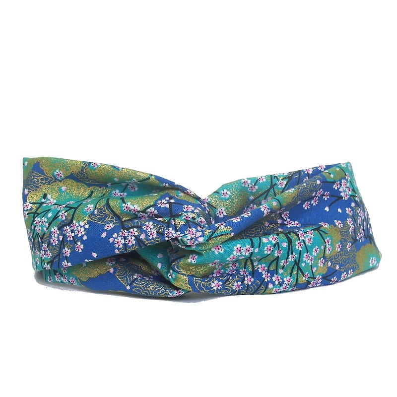 Hidden Japanese cloth cross headband - ที่คาดผม - ผ้าฝ้าย/ผ้าลินิน สีน้ำเงิน