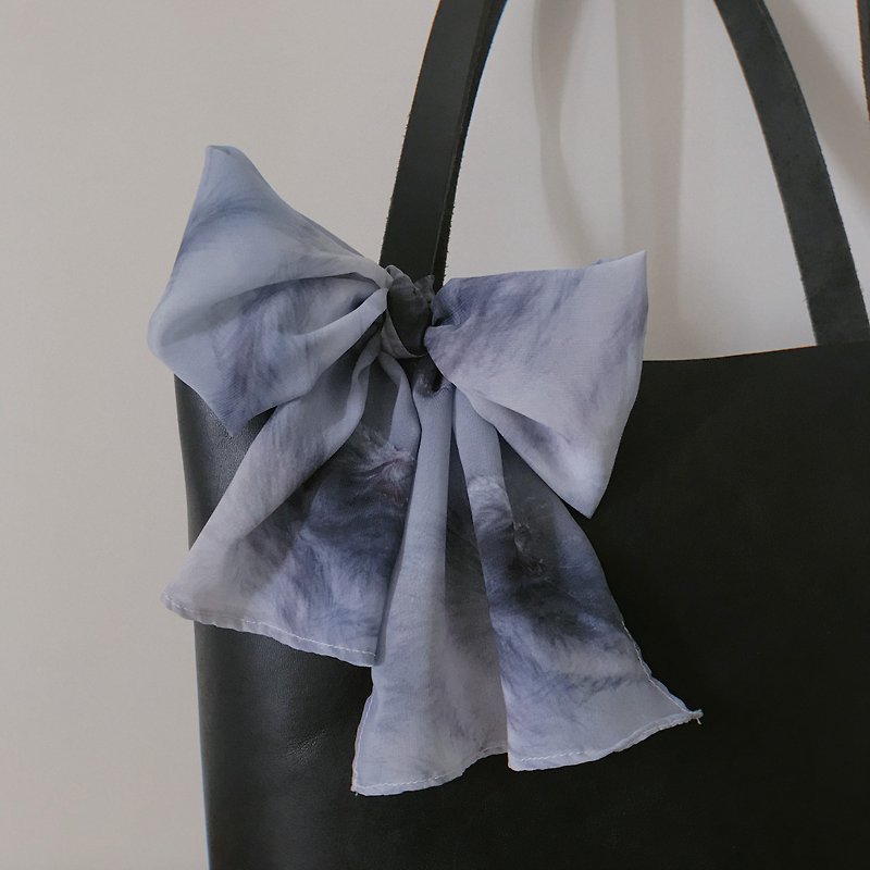 Long silk scarf-Reluctant 依依 - Scarves - Polyester Gray
