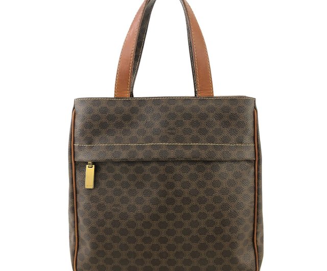 ヴィンテージオールドセリーヌCELINEマカダム柄スクエアハンドトートバッグ 日本直送 名牌中古包 】CELINE オールド セリーヌ マカダム PVC
