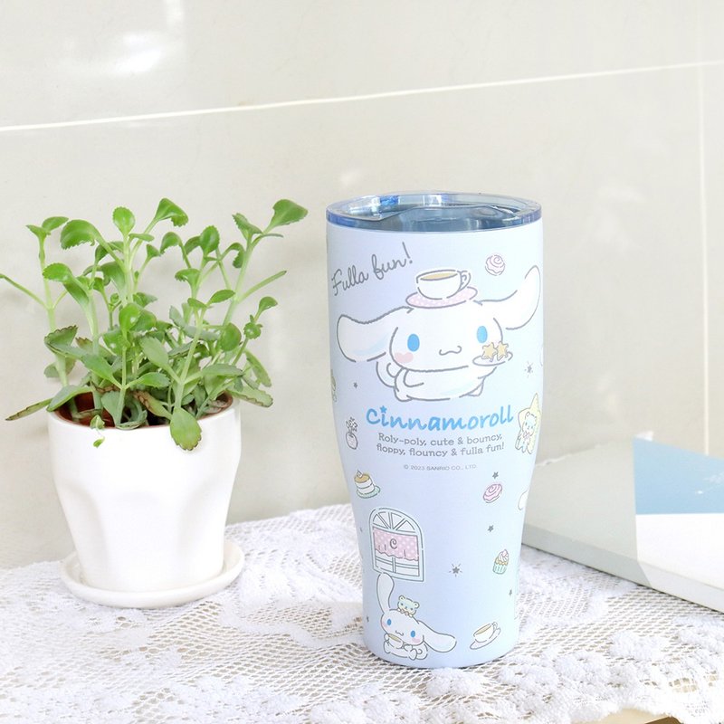 [Sanrio] Stainless Steel vacuum cool cup ice cup 900ml-big-eared dog-afternoon tea - Vacuum Flasks - Stainless Steel Blue