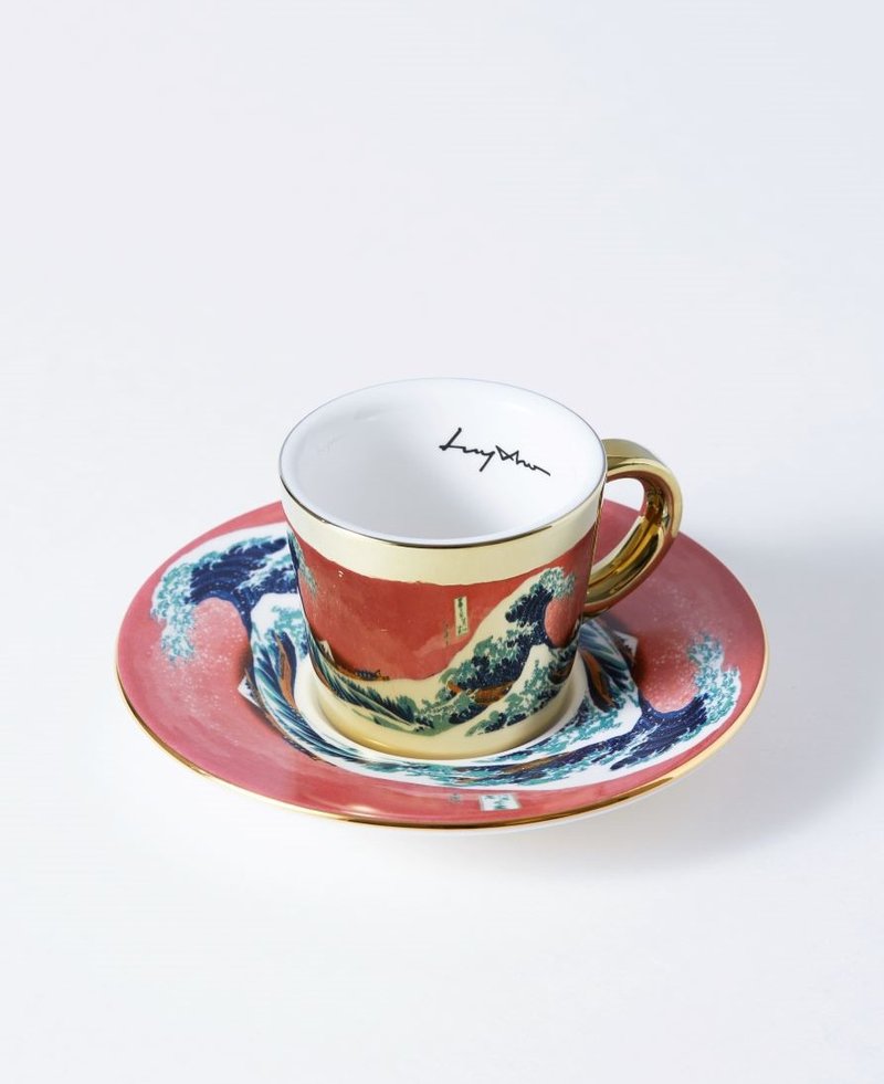 LUYCHO 韓國 鏡面倒影杯 咖啡杯_神奈川沖浪裏 (90ml) - 其他杯子 - 陶 金色
