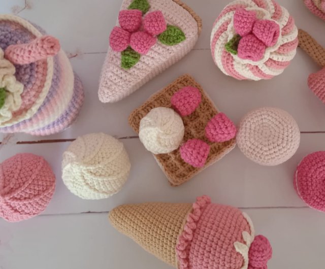 Crochet Ice Cream, Play Kids Kitchen Accessories. Play Food for Toddler,  Crochet Sweet, Confectionery, Cafe, Montessori Toys, Birthday Gift 